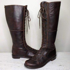 STUART WEITZMAN Tall Leather Lace-up Combat Boots